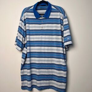 Nike Golf Dri-Fit Tour Performance Polo Blue Black White Stripe Men’s XXL